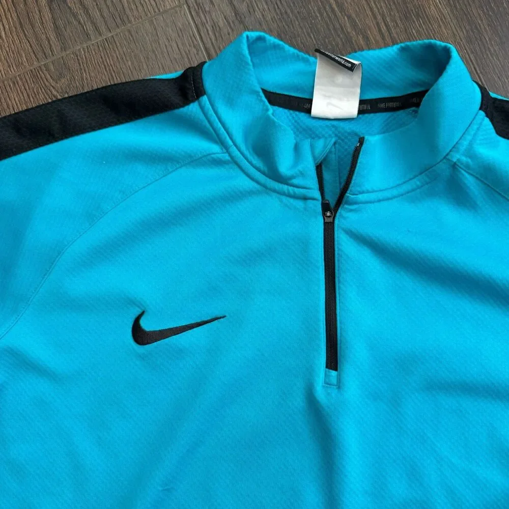 Nike Drill 1/4 Zip Pullover Mens Sz XL Soccer Top Dri-Fit Thumbholes Teal